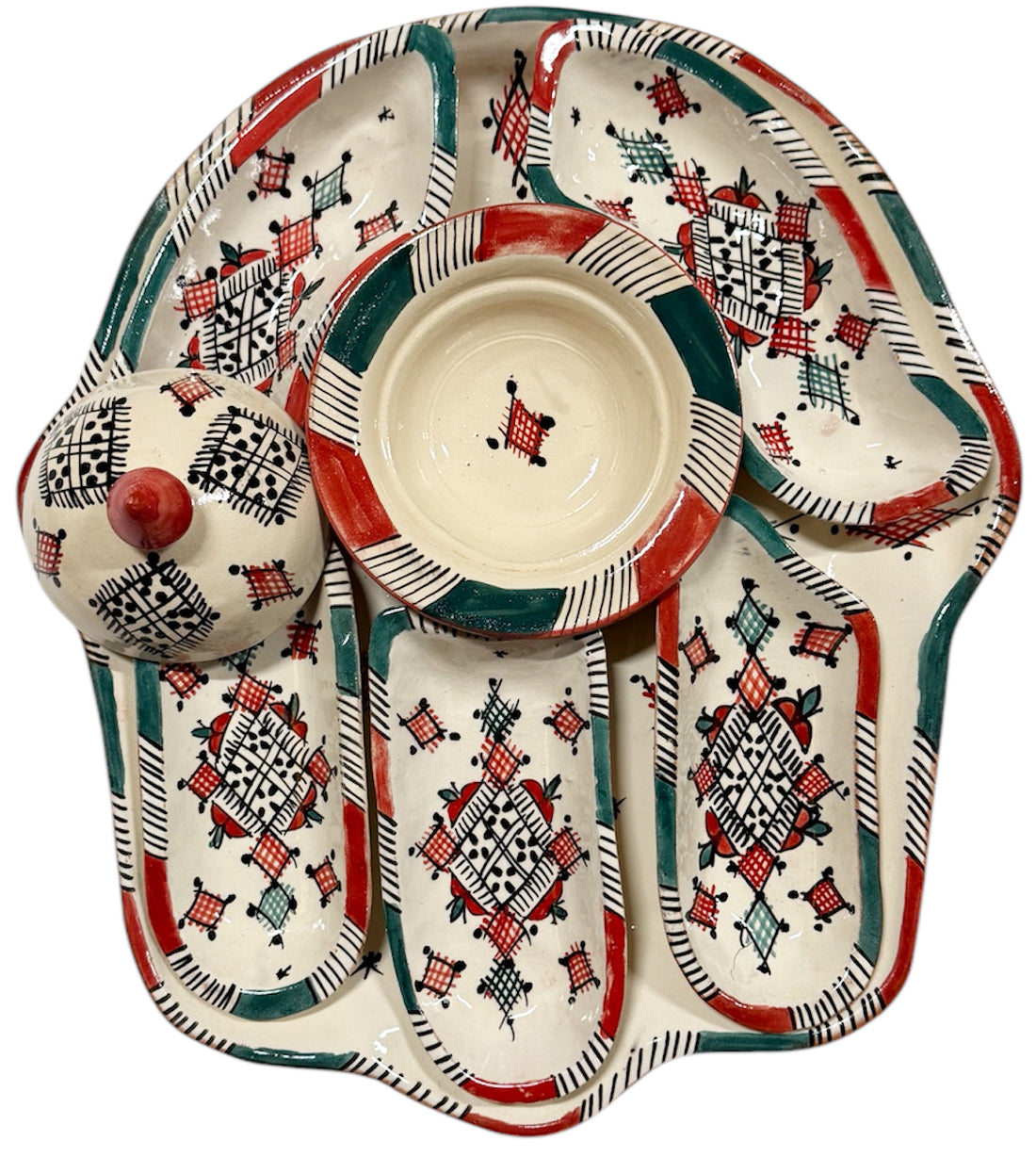 Khamsa Tapas - Dip- und Servierset aus Keramik - Handgemacht