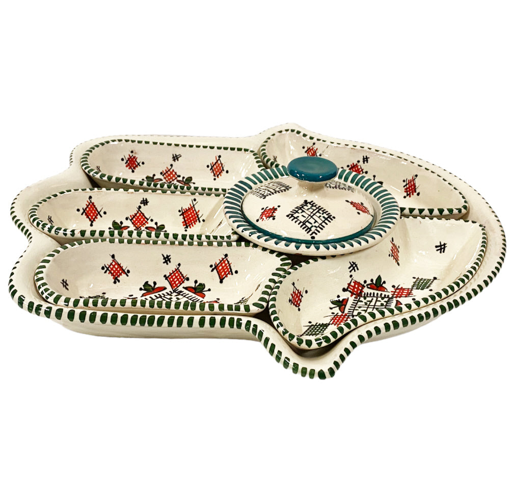 Khamsa Dipping- und Servier-Set – Steingut und handgefertigt