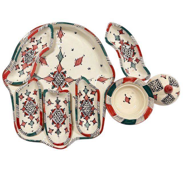 Khamsa Tapas - Dip- und Servierset aus Keramik - Handgemacht