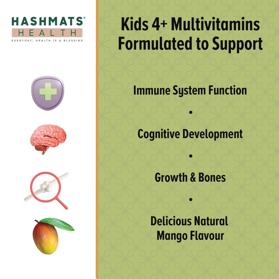 Halal Kids Multivitamins Mango - 22 Nutrients by HASHMATS®
