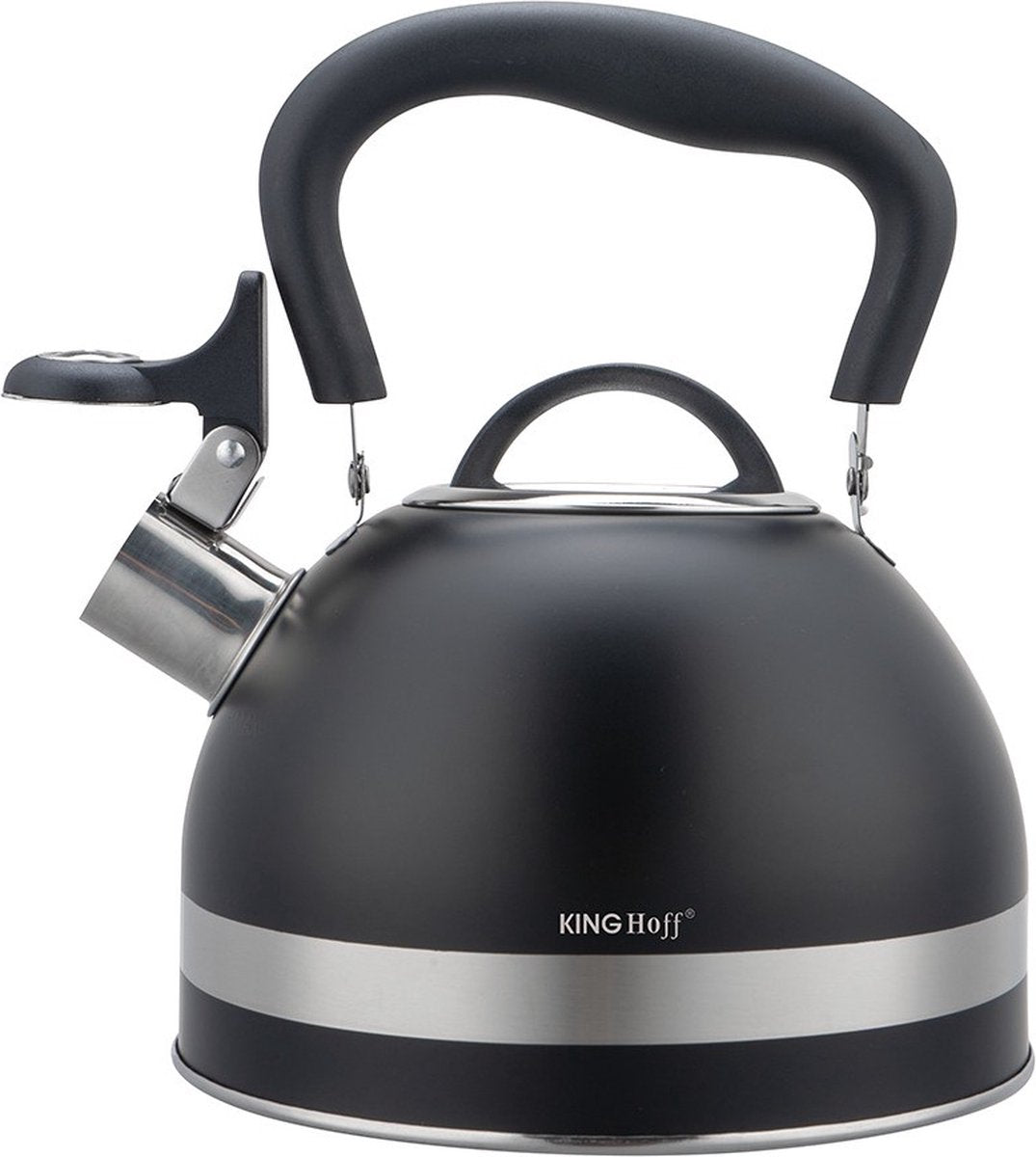 Kinghoff 1858 - Whistling kettle - 1.8 liters - Stainless steel - Black