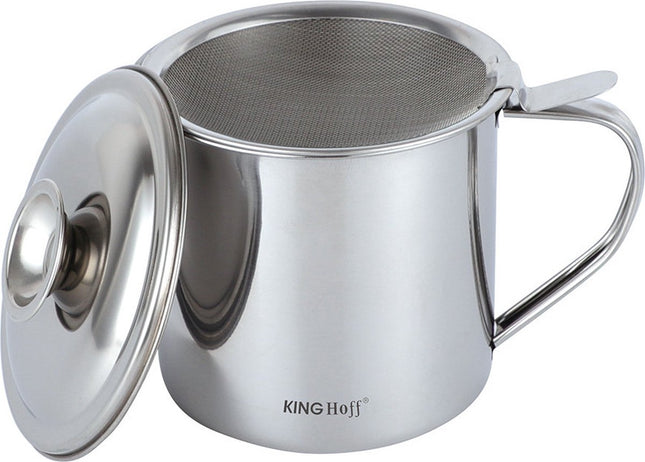 Kinghoff oliecontainer 1,2 liter met filter – RVS pot voor frituurolie