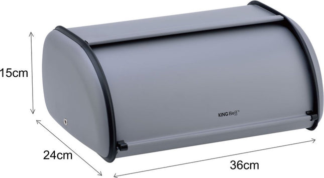 Kinghoff - Broodtrommel - RVS - Grijs - Retro - 36 x 24 x 15 cm