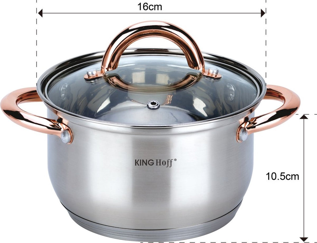 Kinghoff 6-delige pannenset – RVS kookpannen 16, 18 en 20 cm met deksel – foto 3