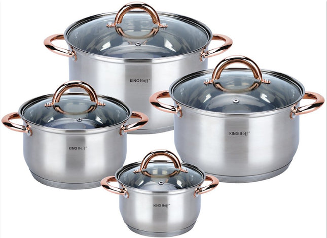 8-piece cookware set - saucepans - 16-18-20-24 cm - with lid - golden rose