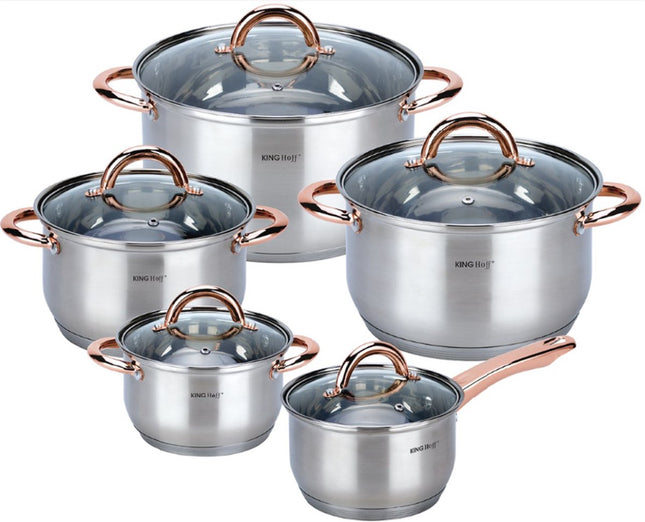 Kinghoff 1764 - 10-piece cookware set - pots - 16-16-18-20-24 cm - with lids