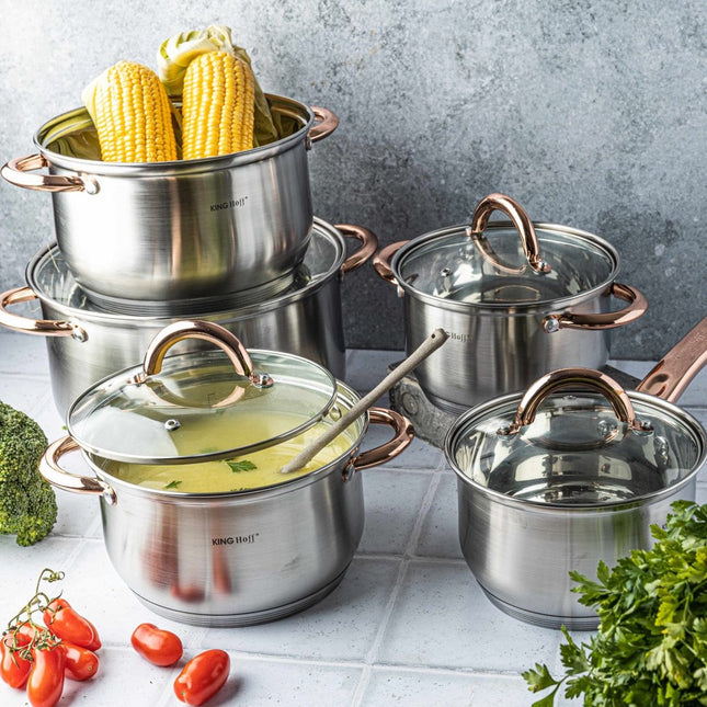 Kinghoff 1764 - 10-piece cookware set - pots - 16-16-18-20-24 cm - with lids