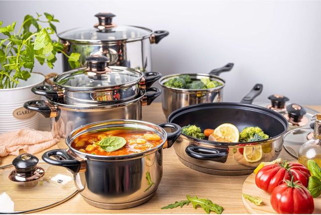 Kinghoff - Cookware set - 12-piece - high-quality stainless steel - Thermal bottom
