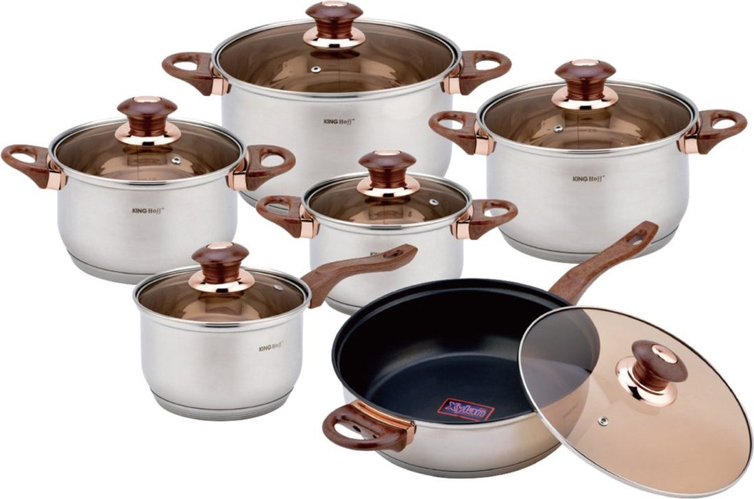 Kinghoff 1768 - Cookware set - 12-piece - high-quality stainless steel - thermal base