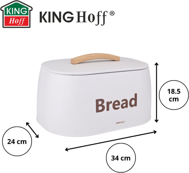 Kinghoff 1947 - Bread bin - wooden handle - metal - White