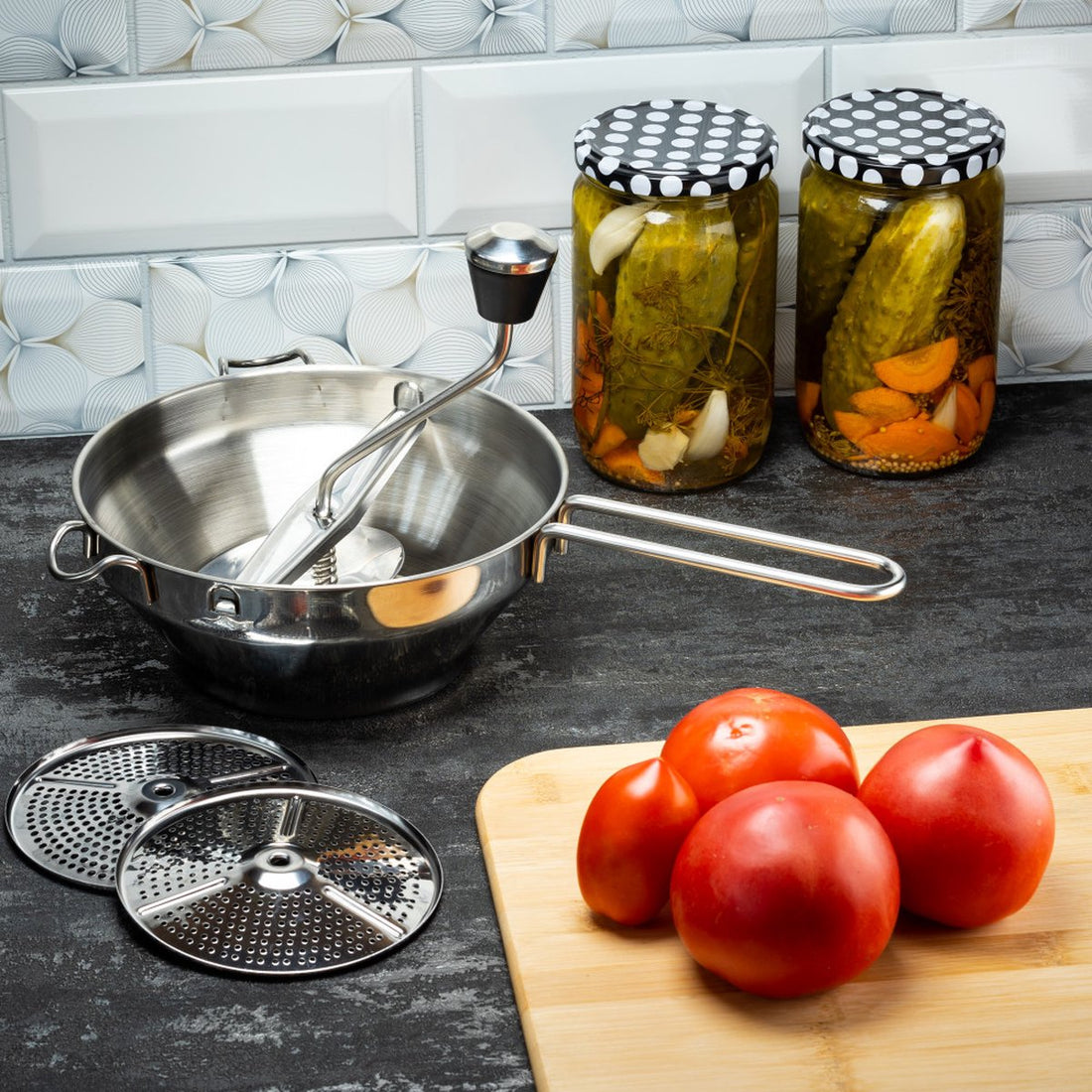 Kinghoff - Gemüsemühle - Gemüseschneider - Reibe - 3 austauschbare Klingen