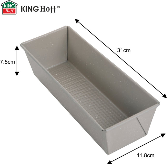 KINGHoff Backform 31 cm - Obstkuchenform für Kuchen und Brot - Karbonstahl mit Antihaftbeschichtung - Ofenfest bis 220°C - Beige Marmoroptik KH-1972