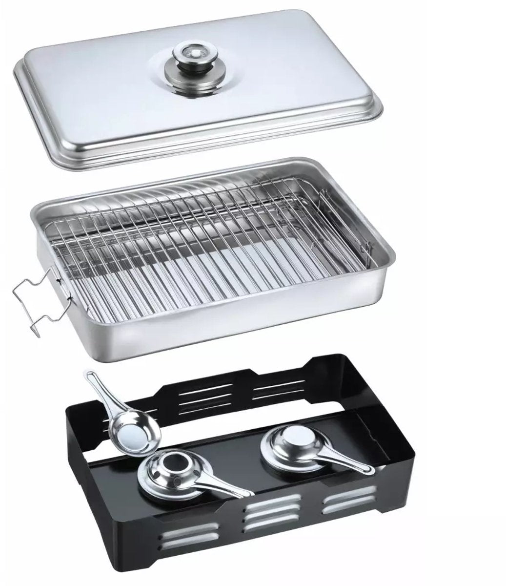 Balkonräucherofen mit Thermometer - Edelstahl, kompakt und tragbar - Ideal für Fisch, Hähnchen und Fleisch - Barbecue Räucherofen - BBQ Smoker