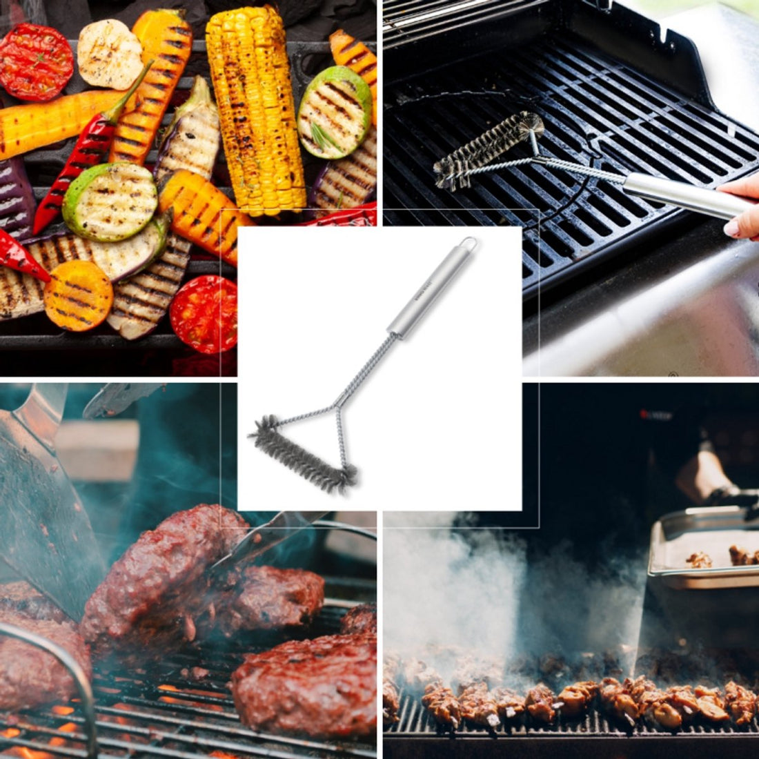 Kinghoff KH-1915 Grill Brush – Stainless Steel Barbecue Cleaning Brush 41.5 cm – Suitable for Gas, Charcoal and Electric Grills