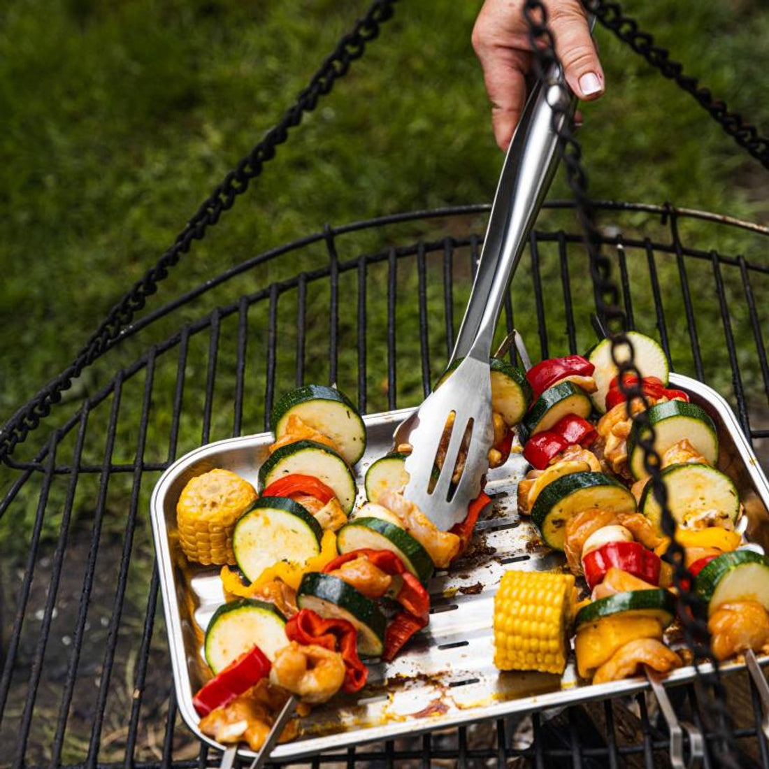 KINGHoff KH-1916 Grill Tray - Stainless Steel Barbecue Plate 34 x 24 cm - Suitable for Oven and Grill - Reusable