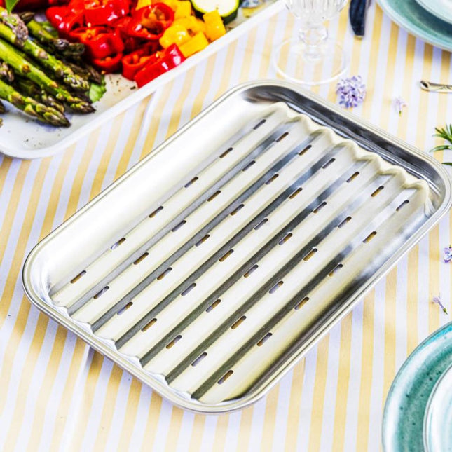 Kinghoff KH-1916 grill bakplaat RVS – voor barbecue en oven, 34 x 24 cm – foto 2