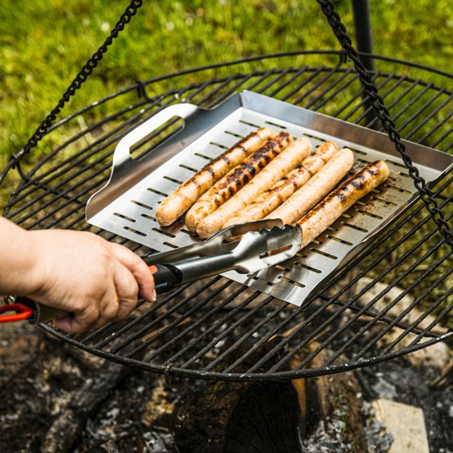Kinghoff KH-1917 diepe grillbak – rvs barbecue bak met handvatten, 37 x 31 cm – foto 2