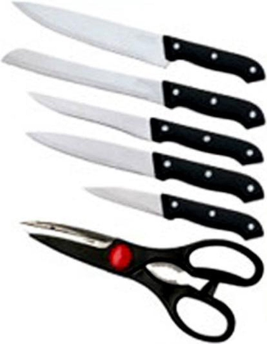 Set de couteaux - Bloc de couteaux inox - 7 pièces
