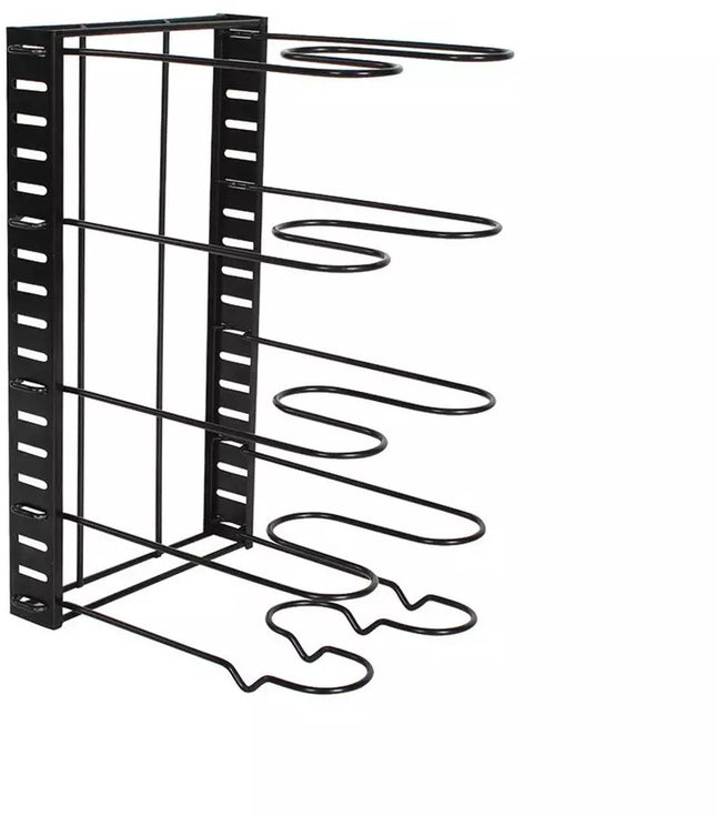 Pannenorganizer - 5 Verdelingen - Zwart - 25, 5 x 20, 5 x 38 cm - Opbergrek voor Pannen, Potten en Deksels