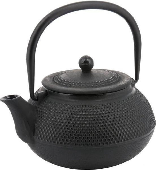 Théière en fonte - 0,85 l - avec filtre - noir
