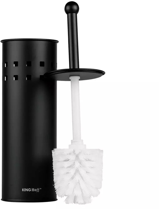 Brosse de toilette avec support - Noir - Acier inoxydable - 10 x 39,5 cm - Sur pied