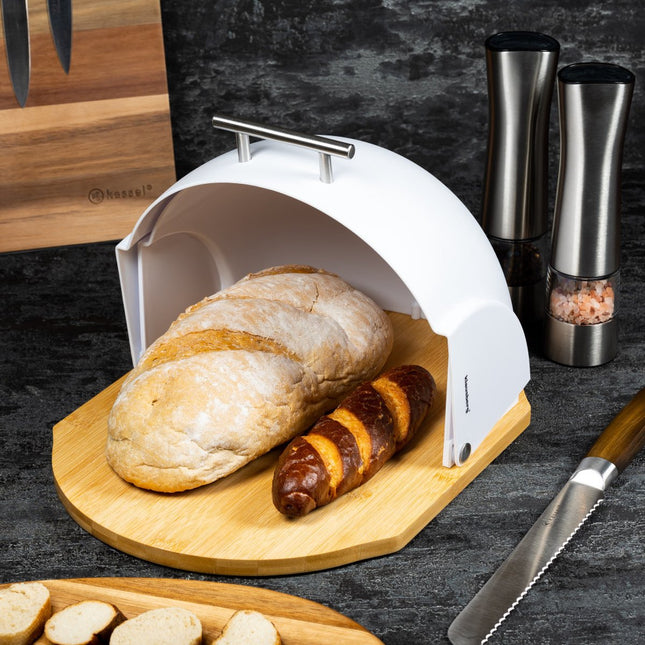 Klausberg 7287 - Bread bin - acrylic - Bamboo - White
