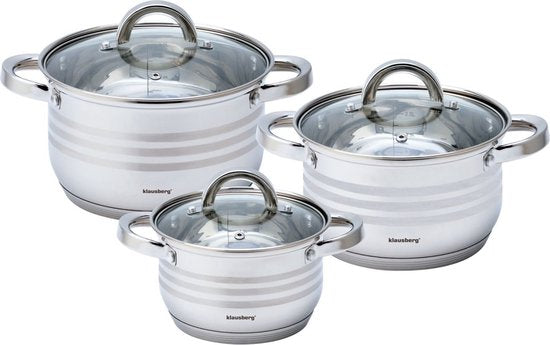 Klausberg 7693 - 6-piece cookware set - cooking pots - 16-18-20 cm