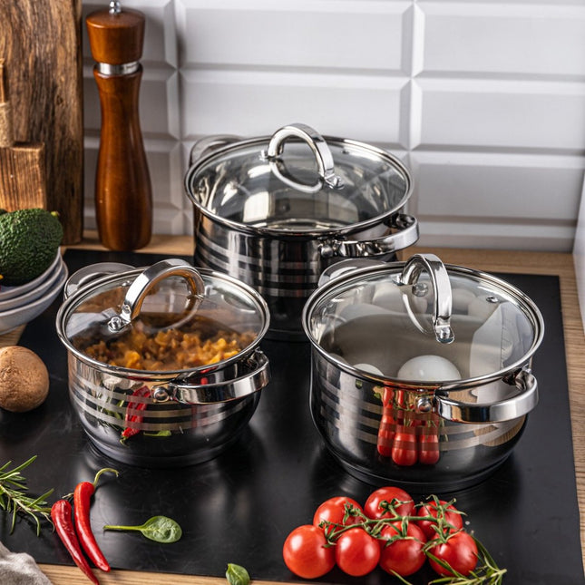 Klausberg 7693 - 6-piece cookware set - cooking pots - 16-18-20 cm