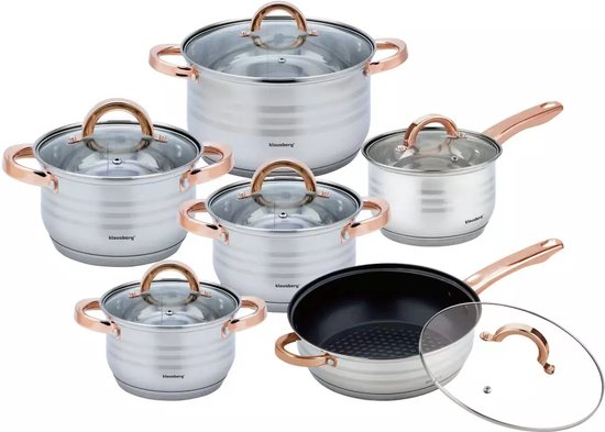 Klausberg 7700 - 12-piece cookware set - pots - 16-16-18-20-24-24 cm - with lids