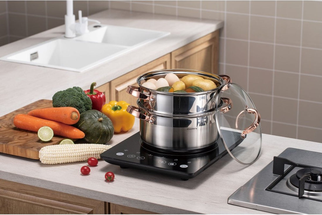 Klausberg 7728 - steamer pot - 3-piece - 20 cm - stainless steel - all heat sources