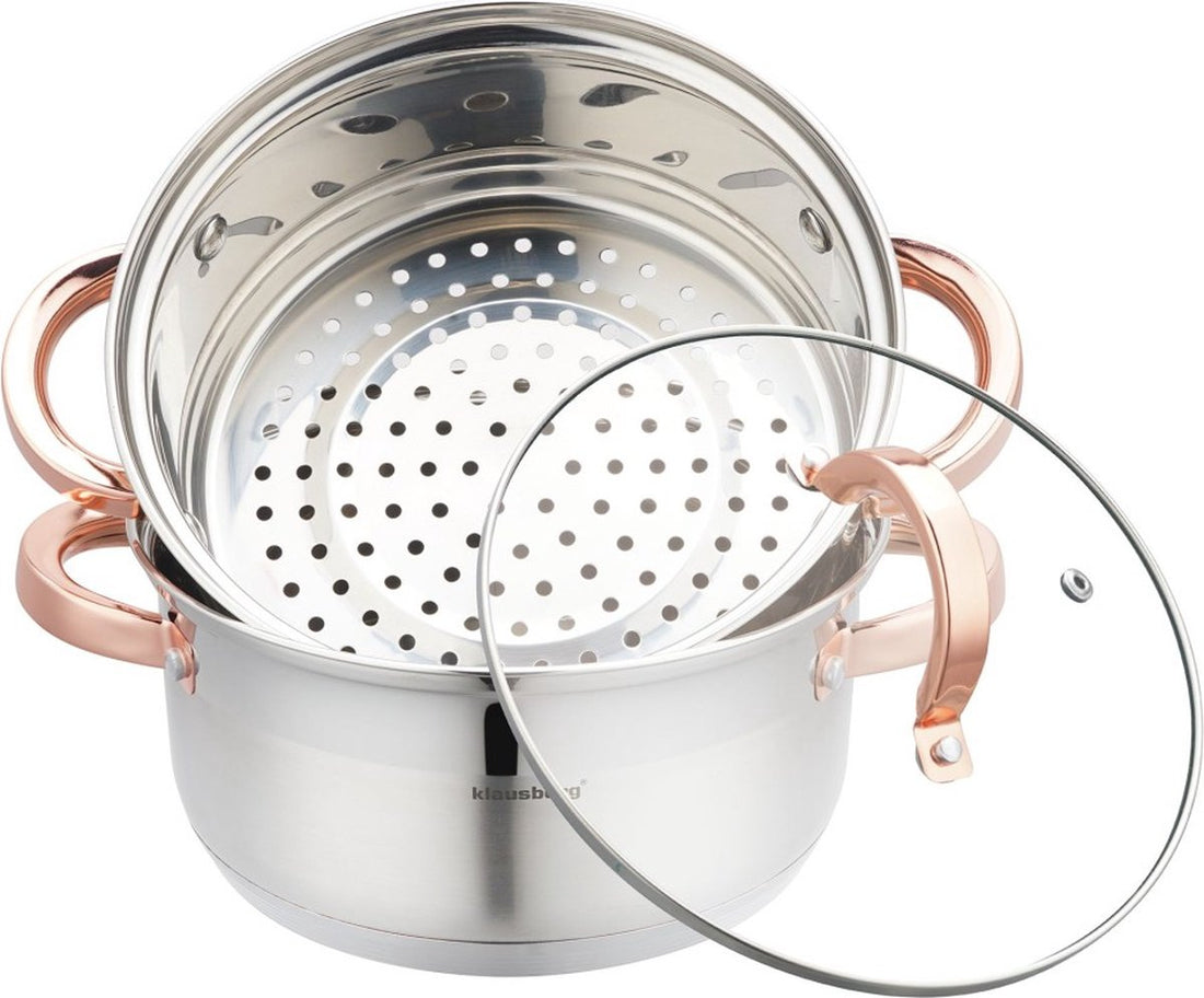 Klausberg 7728 - steamer pot - 3-piece - 20 cm - stainless steel - all heat sources