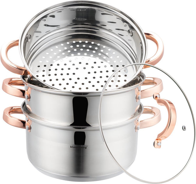 Klausberg 7732 - steamer pot - 4-piece - 22 cm - stainless steel - all heat sources