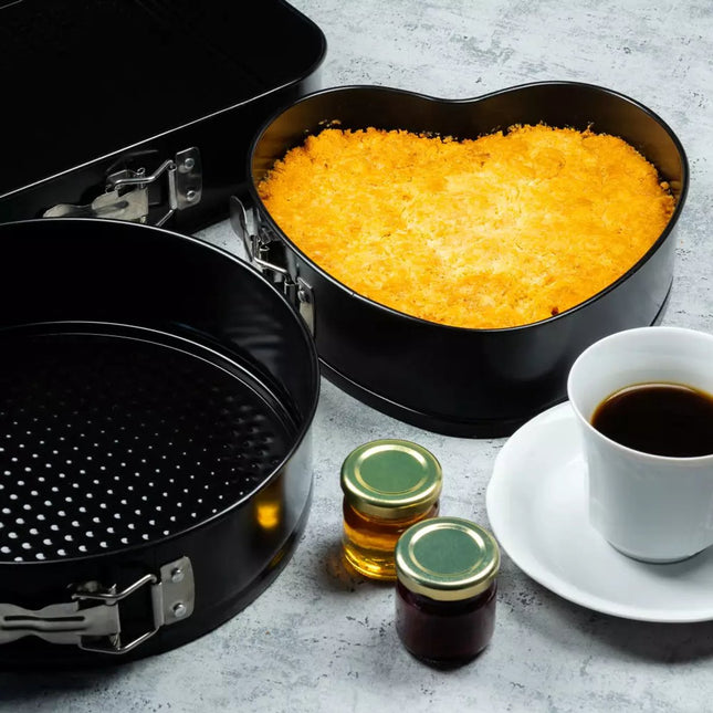 Klausberg Ensemble de moules de cuisson - 3 Pièces - Antiadhésif - Carré, Cœur, Rond - Modèle KB7184