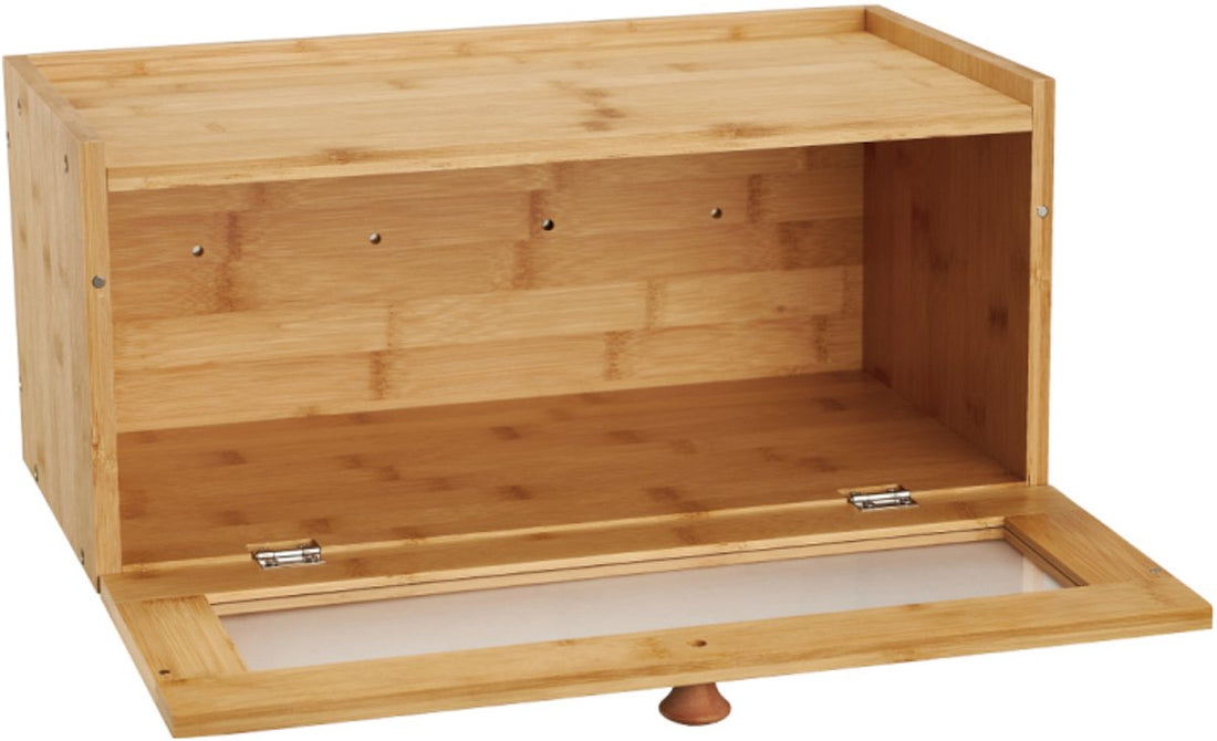 KLAUSBERG Boîte à pain en bambou avec façade en acrylique - 40x24,5x19 cm - Boîte de rangement naturelle pour le pain - KB-7924 - Boîte à pain - Boîte de conservation du pain