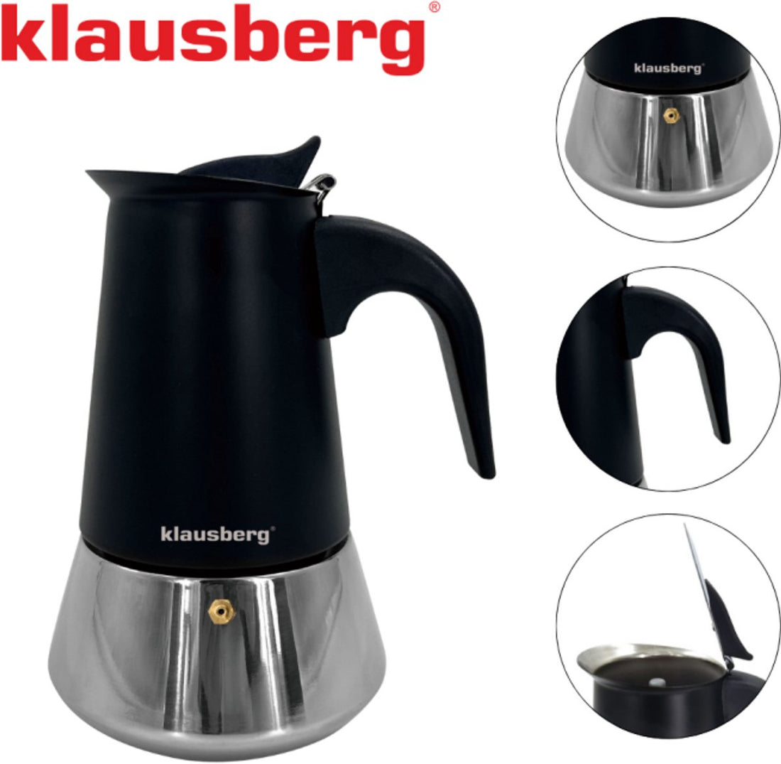 Cafetière expresso Klausberg KB-7846 – 9 tasses – Inox – Compatible induction - Machine à espresso - 450 ml - Percolateur