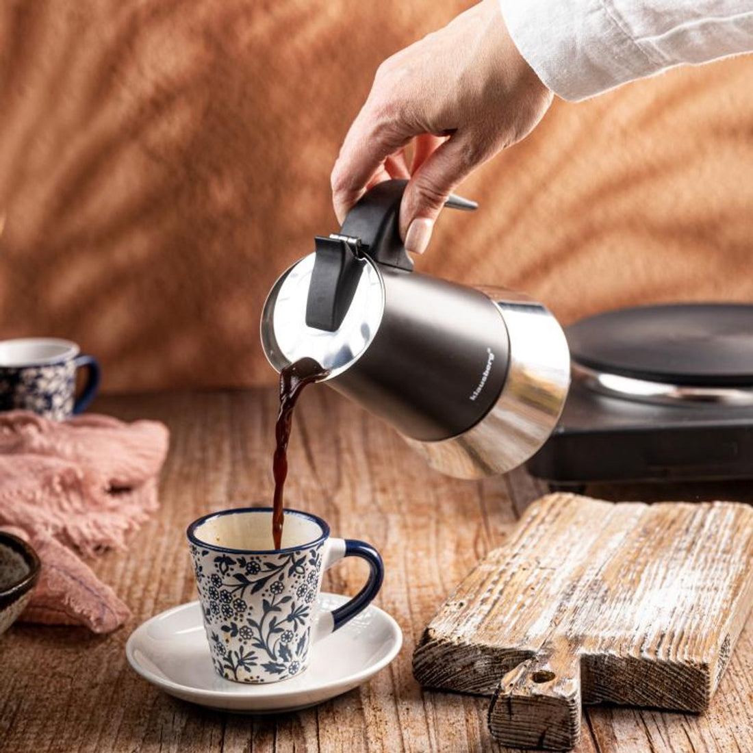 Cafetière expresso Klausberg KB-7846 – 9 tasses – Inox – Compatible induction - Machine à espresso - 450 ml - Percolateur