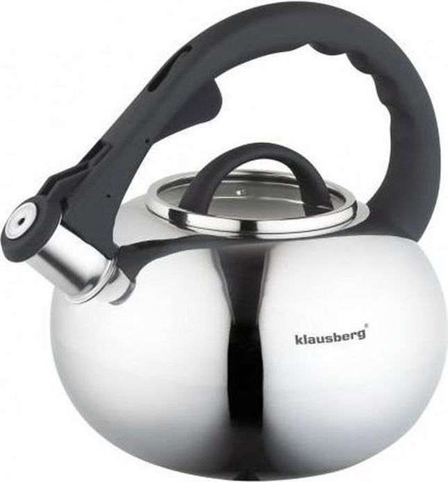 Klausberg KB-7068 fluitketel – RVS, 2,5 liter, zilver, alle warmtebronnen