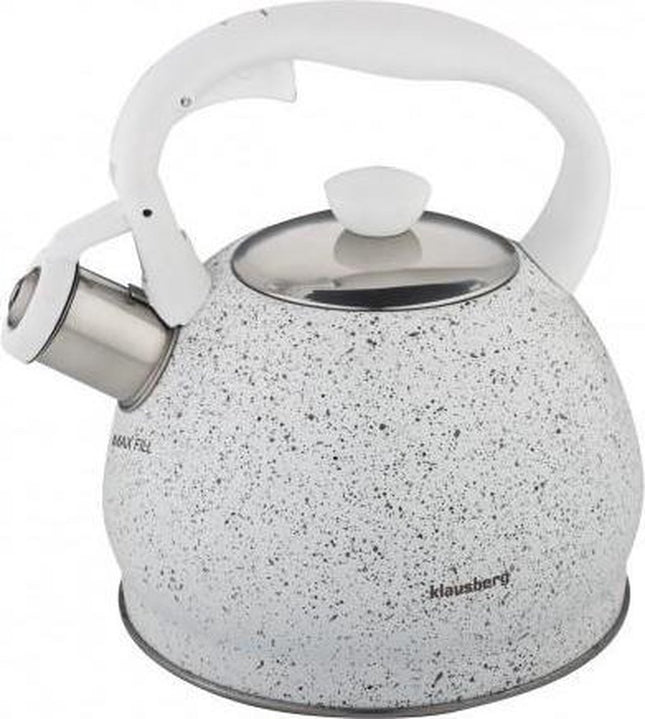 Klausberg KB-7319 fluitketel 2 liter, wit marmer – rvs, alle warmtebronnen – foto 2