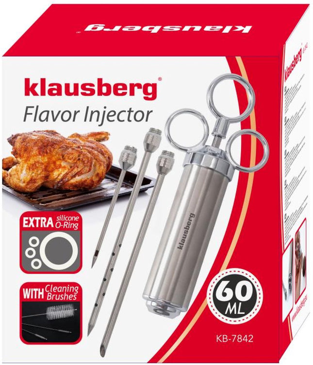 Klausberg KB-7842 marinadespuit RVS – vleesinjectiespuit 60 ml, 3 naalden – foto 2