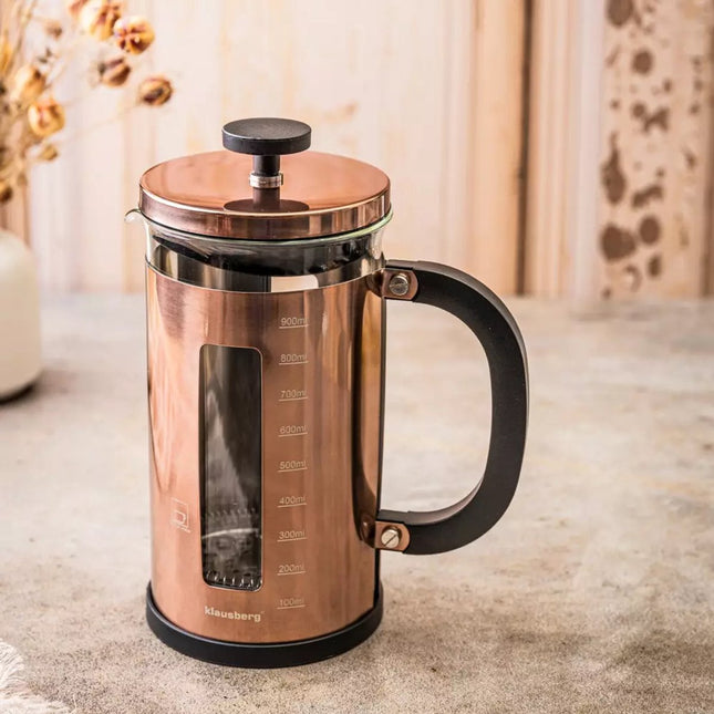 Klausberg KB7740 koffie- en theepiston – French press 1 liter, koperkleur – foto 2
