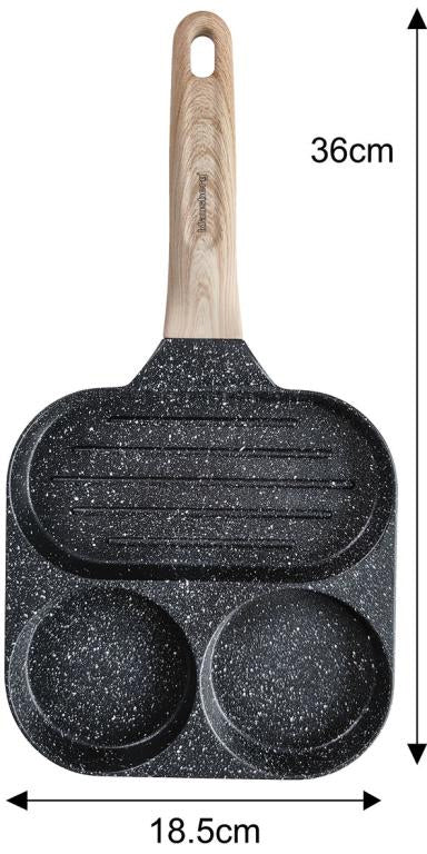 Klausberg Marble Pan with 3 Sections – Non-stick, Grill Function, Suitable for All Hobs