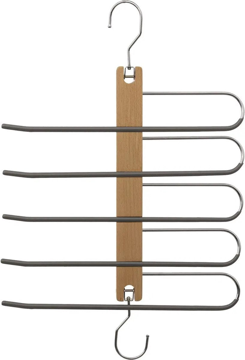 5Five broekhanger voor 5 broeken – kledinghanger van metaal en hout, 33 x 49 cm