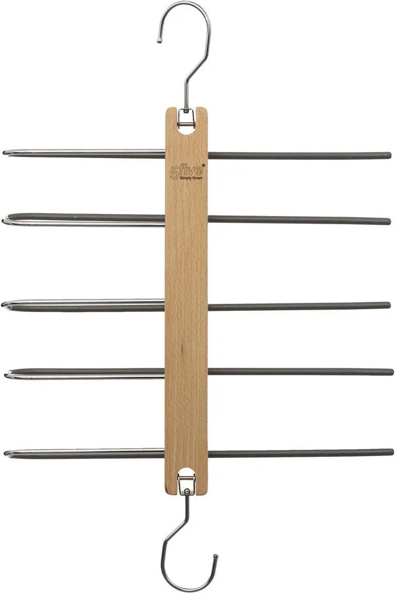 5Five broekhanger voor 5 broeken – kledinghanger van metaal en hout, 33 x 49 cm – foto 2
