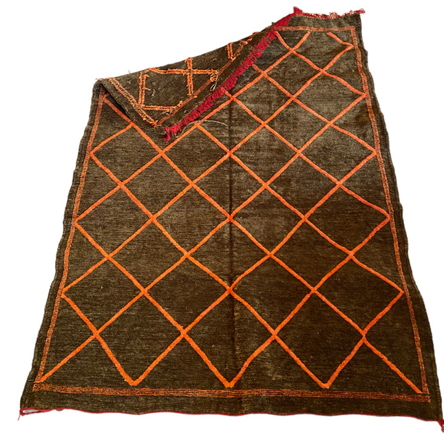 Marokkaans kelim vloerkleed, handgeweven – vintage, zwart, 150 x 90 cm