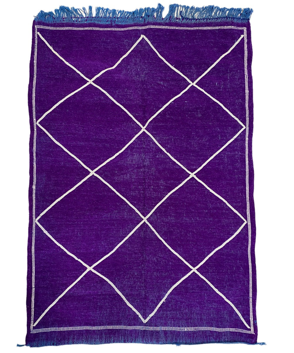 Marokkaanse kelim kleed met ruitenmotieven – handgeweven van wol, 135 x 95 cm