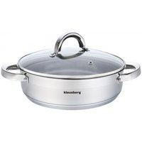 Klausberg 7174 lage kookpan met deksel – RVS, Ø 28 cm, 6 liter, inductie