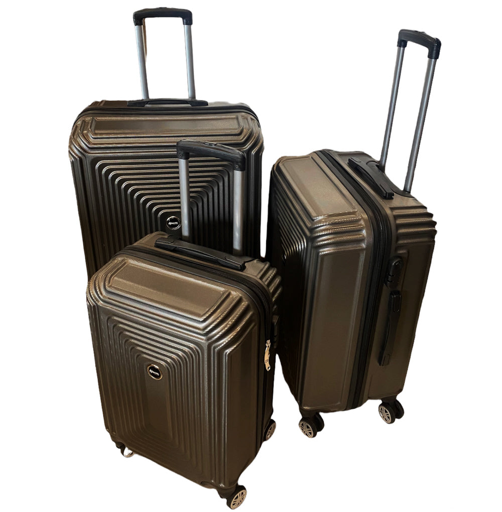 Valise 3 pièces – Trolley rigide avec serrure TSA Gris foncé