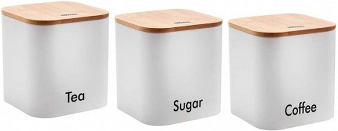 Coffee, tea and sugar - jars - storage containers - WHITE