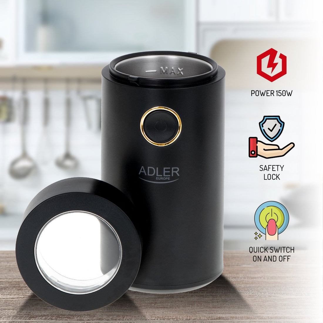 Adler AD 4446 BG - Coffee grinder - black gold