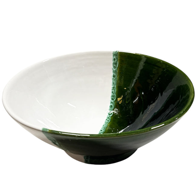 Marokkaanse Geglazuurde Kom – Groen-Wit – 20 x 9 cm